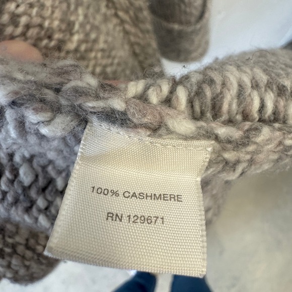 Naked Cashmere Marled Chunky Knit Hooded Cardigan Robe Belted Relaxed Taupe Sm - Picture 10 of 14